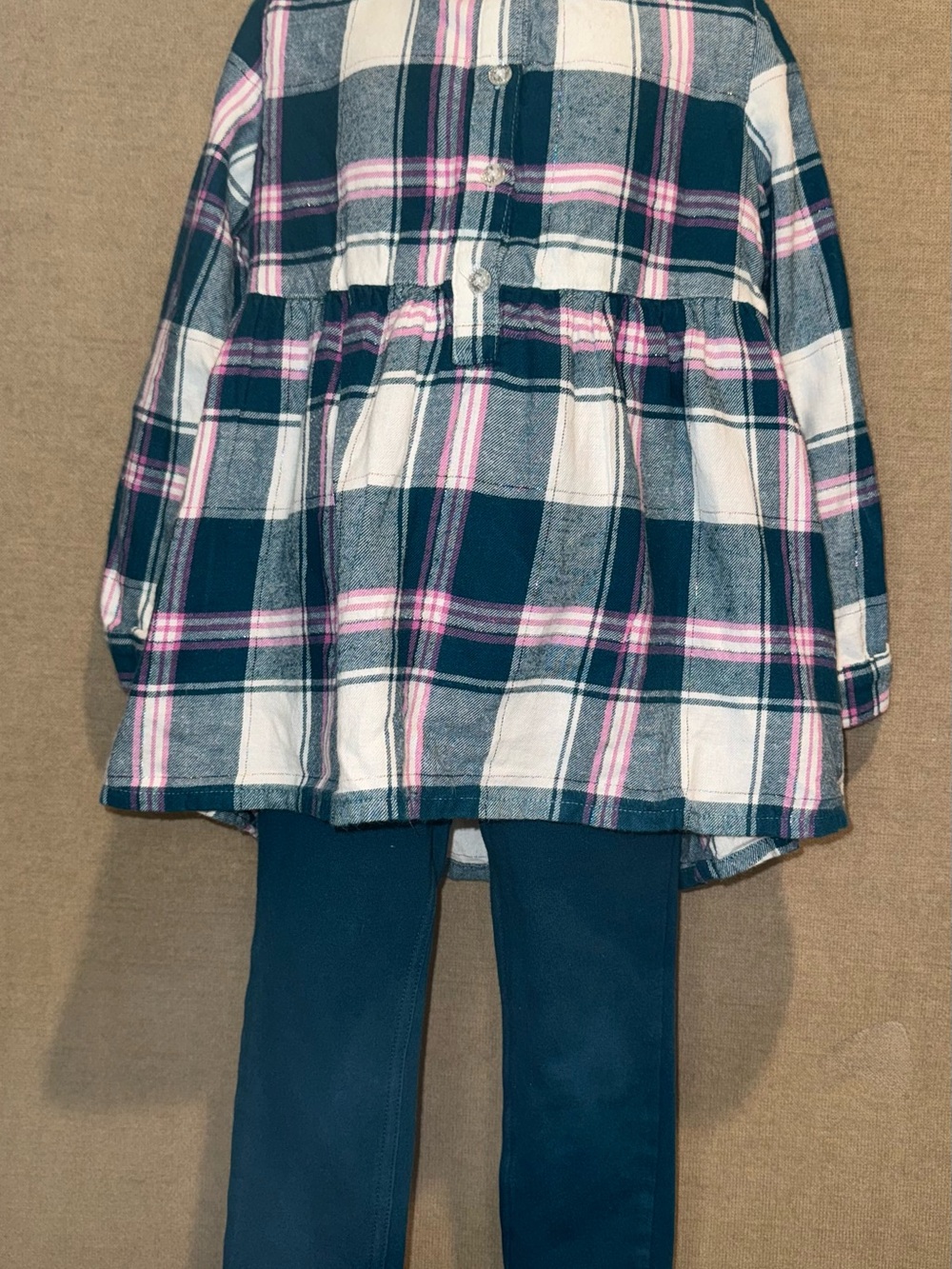 Jumping Beans Plaid Flannel Tunic Top & Teal Pants Set #37
